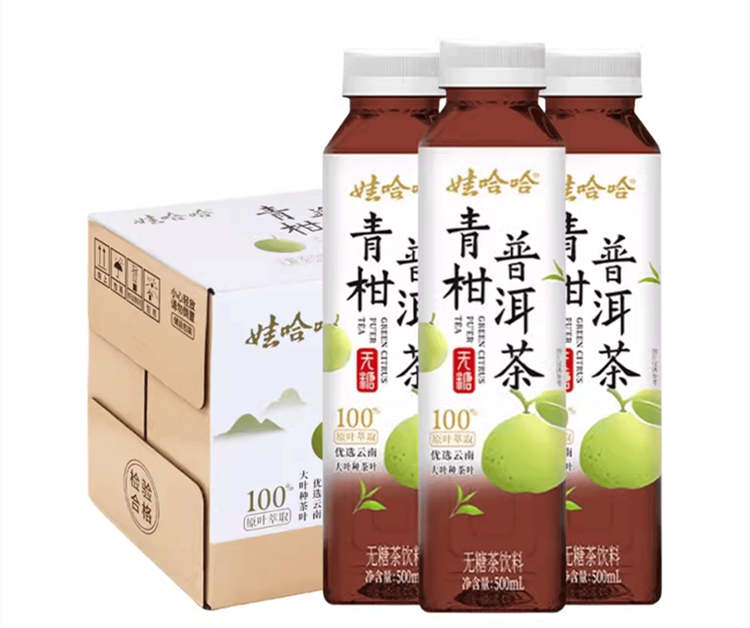 娃哈哈青柑普洱茶配料表及保质期，娃哈哈无糖茶500ml*15瓶饮品0糖0脂0卡青柑普洱茶