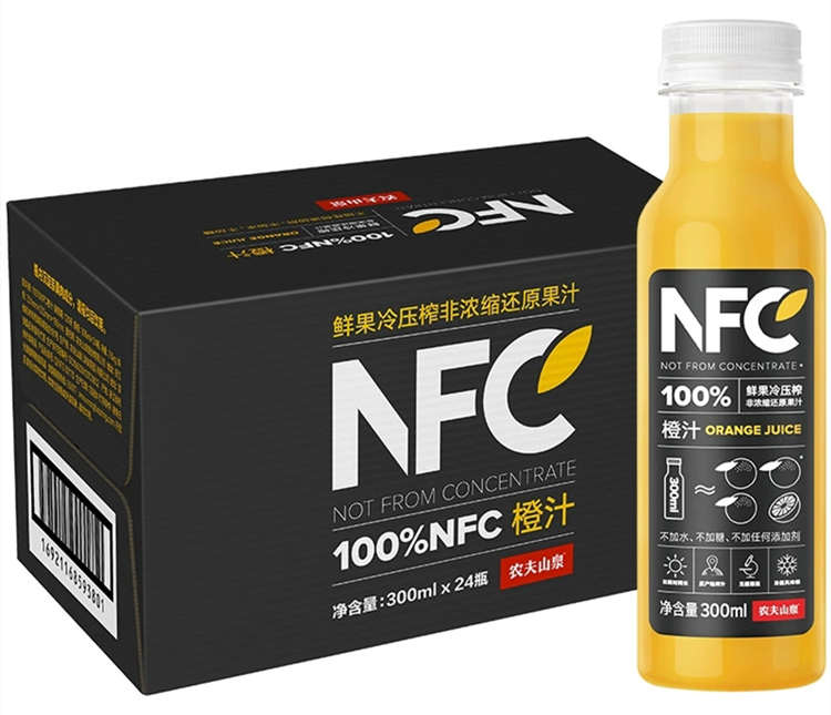 100%NFC果汁橙汁配料表及保质期多久，农夫山泉常温果汁100%NFC橙汁