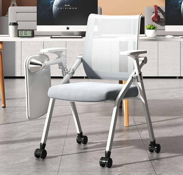 培训椅带桌板办公椅写字板靠背折叠椅带轮培训机构办公会议室桌椅