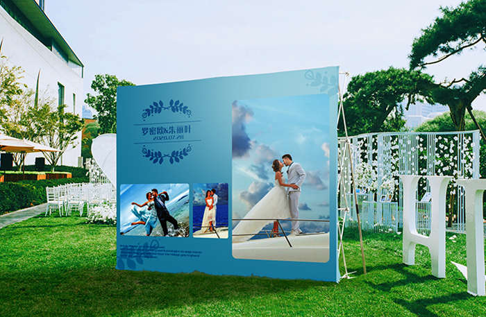 拉网式展架签到墙广告展示架折叠喷绘海报架子