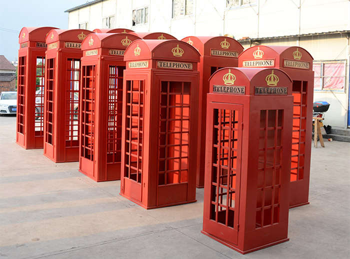 铁艺工艺品网红电话亭套装落地摆件酒吧装饰
