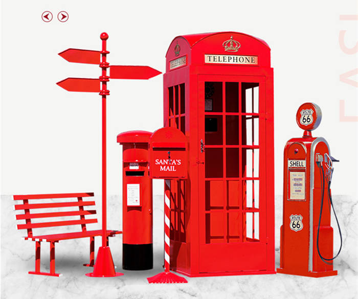 铁艺网红店电话亭邮筒店铺道具摆件